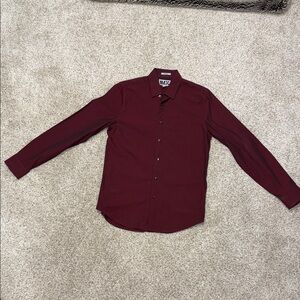 Express Men's Burgundy Casual Button Down Shirt